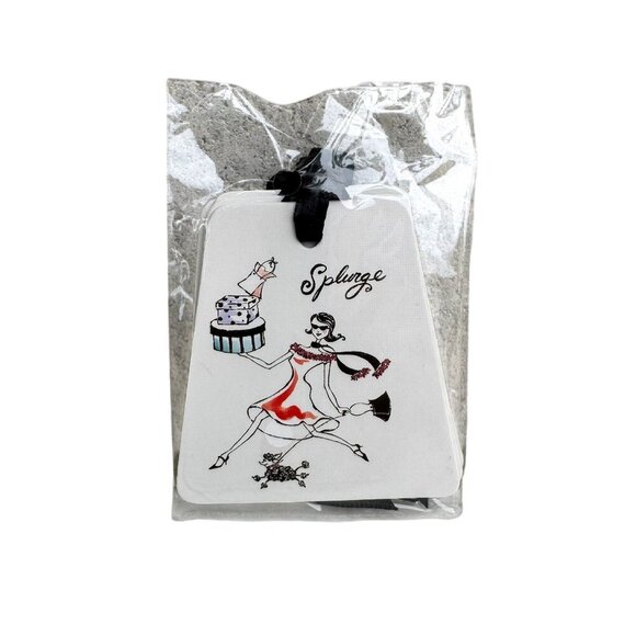 Seasons Of Cannon Falls Set of 12 Splurge Gift Tags With Black Ribbon - New - Picture 1 of 6